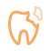 Ícone dente cor de laranja com uma careta Ícone de uma silhueta de um dente cor de laranja com uma careta